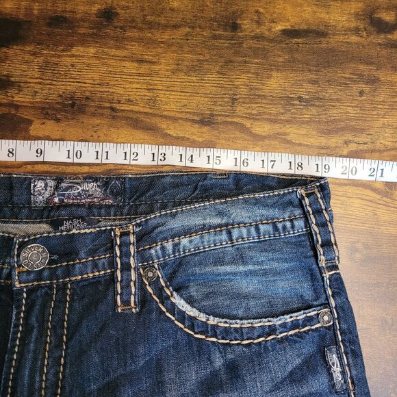 Silver Jeans Tag 36x34 Measures 38x35 Nash Heritage Straight Thick Stitch - Picture 6 of 10